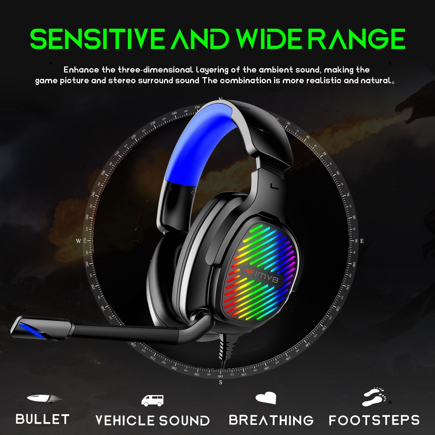 IMYB A82 PC Gaming Headphone HD HiFi Sound Wired Headset with RGB Gradient Light and Comfortable Headband IMYB A82 PC Gaming Headphone HD HiFi Sound Wired Headset with RGB Gradient Light and Comfortable Headband